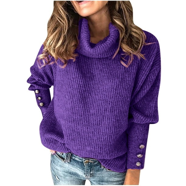 Suéteres para mujer Suéter de cuello alto Suéter de punto Suéter de manga larga Tops casuales elegantes Odeerbi ODB-3