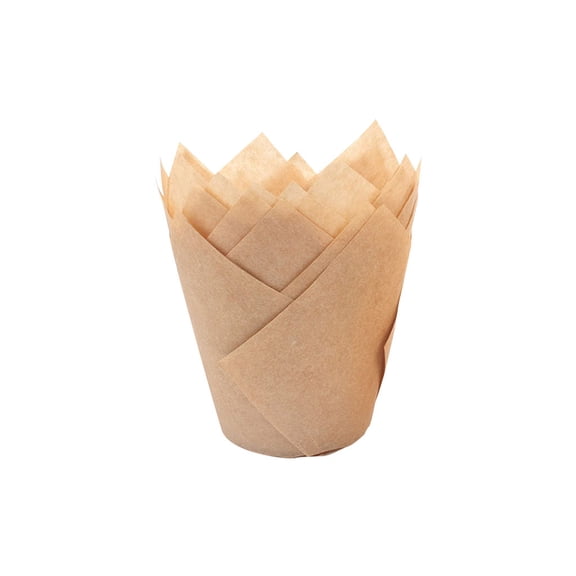 Clearance! Hilingoto Tulip Cake Cups (50 Pcs) Light Brown, Plastic Shaped Paper Cups, Cupcake Liners Cup Paper Tuli Baking Wrappe Case Cake Muffin Cup Box, G