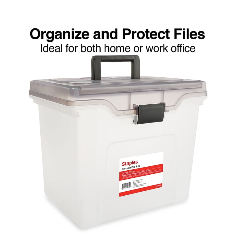 Staples, File Box, 140165/111112, Portable Tote Letter Size Clear