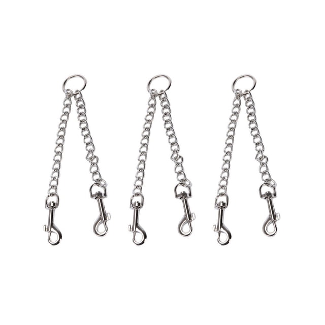 3Pcs Dog Leash Two Way Dog Walking Lead Leash Double-End Hauling Cable Iron Chain Pulling Rope Silver