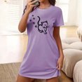 thumbnail image 2 of Japceit Chemises de Nuit pour Femmes, Chemise de Nuit Courte Surdimensionnée, Mode, Imprimé sur la Poitrine, Robe de Nuit à Manches Courtes, 2 of 9