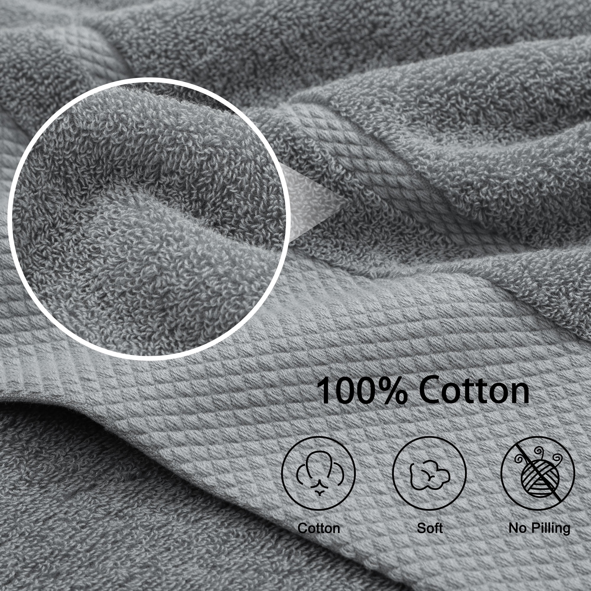 REGALWOVEN Bath Towel Set 27" x 54", Soft 100% Combed Cotton 600 GSM Luxury Towels  for Bathroom Kitchen Gray 4