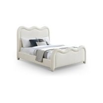 Meridian Furniture Gavin Cream Chenille Fabric Queen Bed