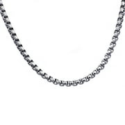 Arista Men's Box Rolo Link Chain Necklace in Plain Solid Stainless Steel, 24"