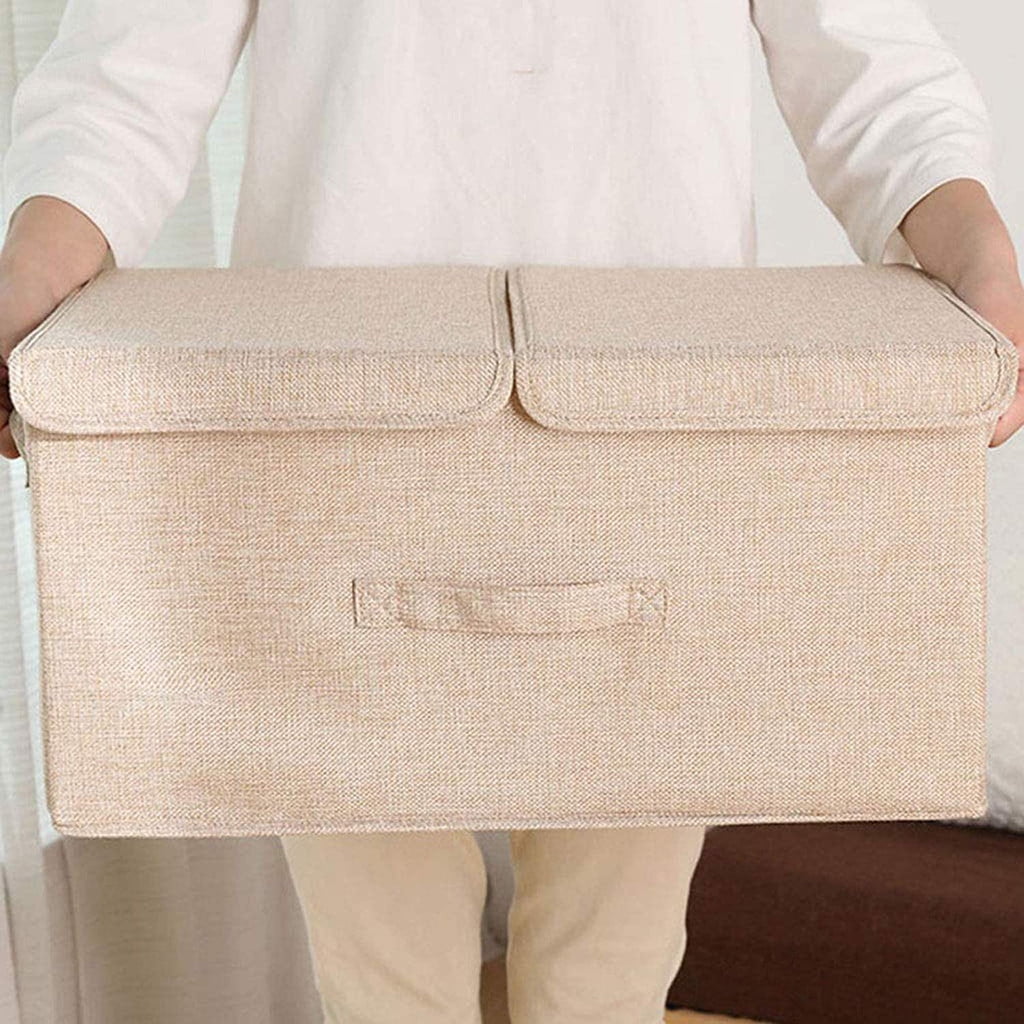 Hewann Large Storage Bin Collapsible Linen Fabric Storage Box - Large Organizer for Clothing, Toys, and Household Items, Versatile and Stylish Grey Bins for Home and Gifts - 50x30x25cm