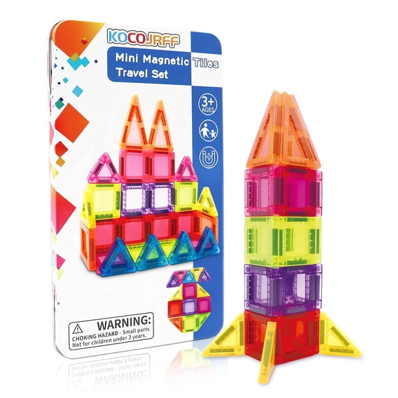 57PCS Magnetic Tiles Mini Travel Kids Set, Educational Learning Sensory Toys,Preschool Classroom Magnetic Blocks Building Kids Toys & Games, for 3-8 Year Boys Girls Birthday Gift