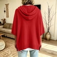 thumbnail image 5 of Nugftut Plus Size Hooded Sweaters for Women Poncho 3/4 Batwing Sleeve Loose Knitted Hoodie Pullover Sweaters, 5 of 6