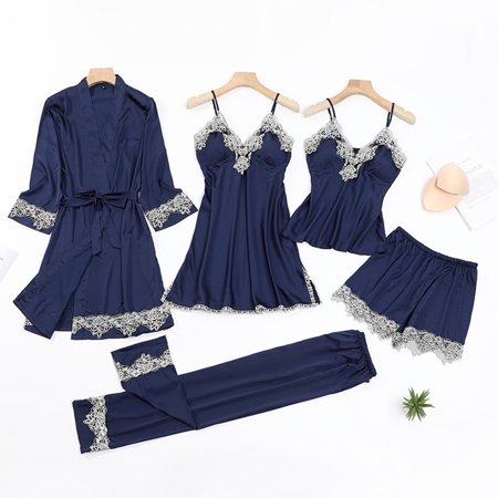 

Female Pajamas Set 5pcs Sleepwear Lace Comfortable Sleepwear Loungewear