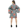 thumbnail image 3 of Bimba Cotton Poplin Floral Print Bridesmaid Sleepwear Kimono Robe With Belt - 4, 3 of 4