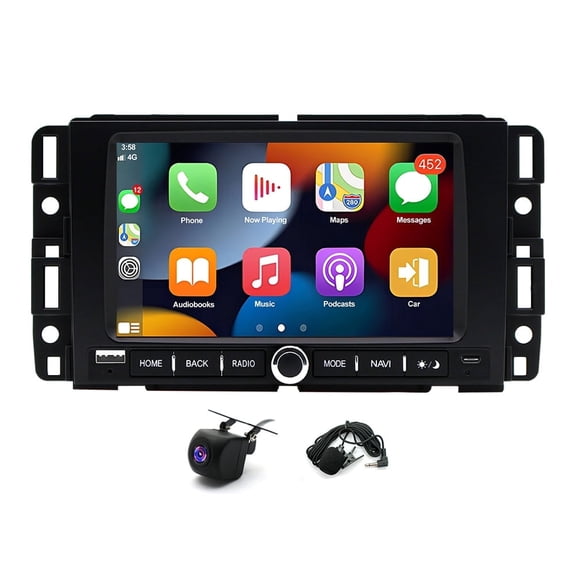 LICHENGTAI Car Stereo 2GB 32GB Android 15 7in Touchscreen for Chevy Silverado 2500HD 3500HD 2009-2012 Built-in CarPlay Android Auto GPS Bluetooth WiFi FM/RDS SWC AHD Backup Camera