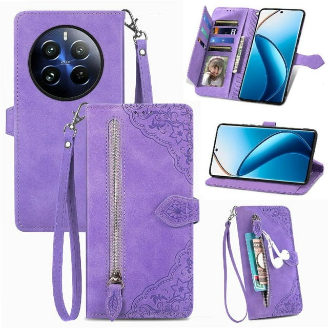 Wallet Case for GANGXUN Realme 12 Pro with Shockproof, Stylish for Daily and Business Use