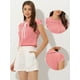 thumbnail image 2 of Top a cuadros Allegra K para mujer con cuello de corbata y cuello Peter Pan Rojo XS, 2 of 5