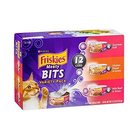 Purina Friskies Meaty Bits Wet Cat Food Variety Pack, (12) 5.5-oz. Cans