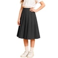 thumbnail image 2 of hengsof Girls Elastic Waist Solid Casual Pleated Long Skirt, Summer Back to School Fashion Uniform Skirt for 3-17 Years, 2 of 8