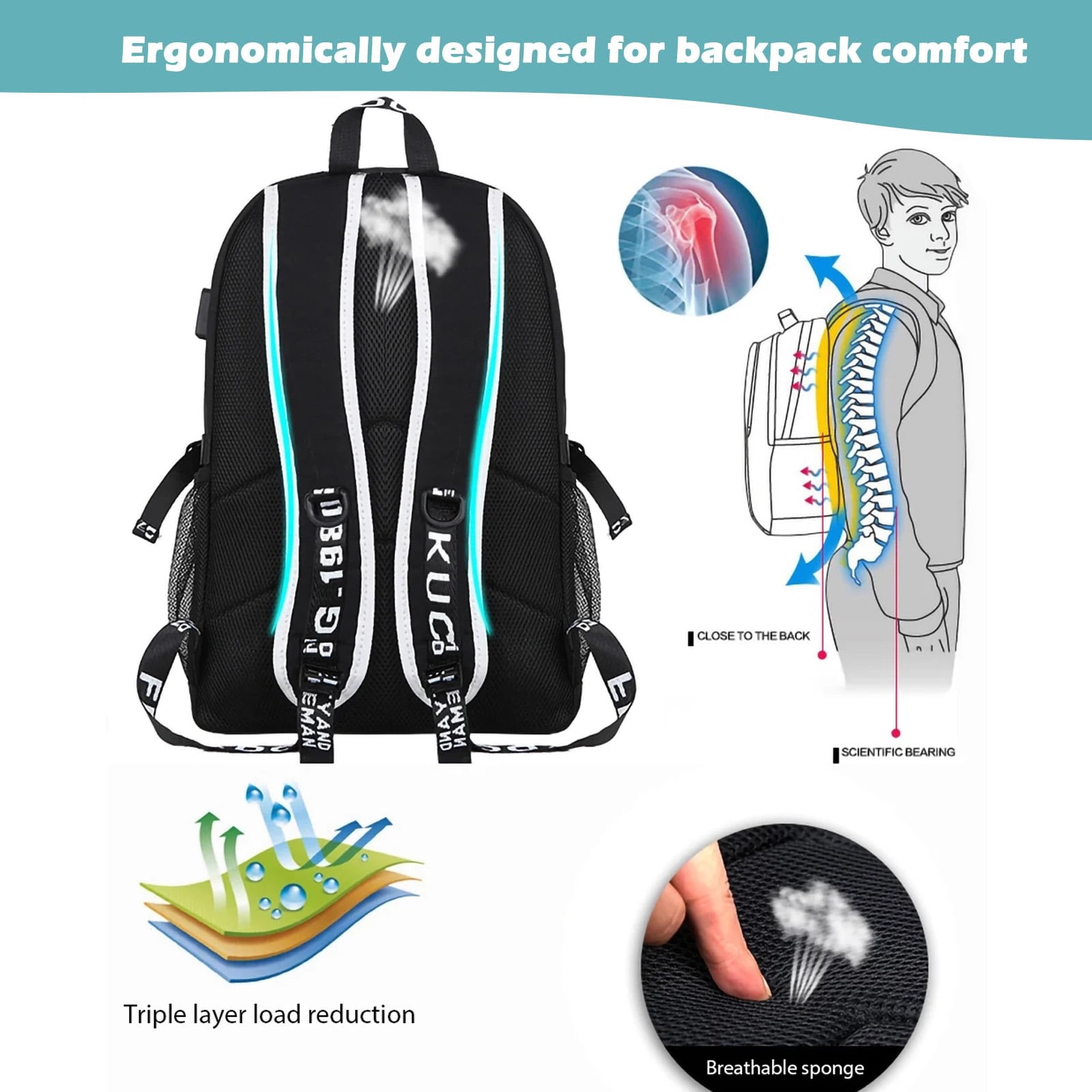 Ficcug Luminous School Bags Backpacks, 16 Laptop Jordan Ubuy