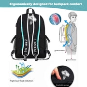 Ficcug Luminous School Bags Backpacks,16 Laptop Backpack with USB Charge Port,Student Bookbags for Boys Girls Women Men Teens,Black