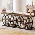 thumbnail image 3 of Finmind 4-Tier Console Table, 39" Wood Sofa Table with Storage Shelves, Rustic Brown, 3 of 7