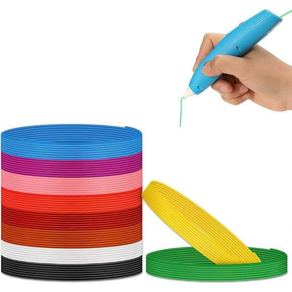 3D Pen Filament Refills,10 Colors,10 Feet Per Color,1.75mm PLA Compatible with Most 3D Pens and 3D Printers