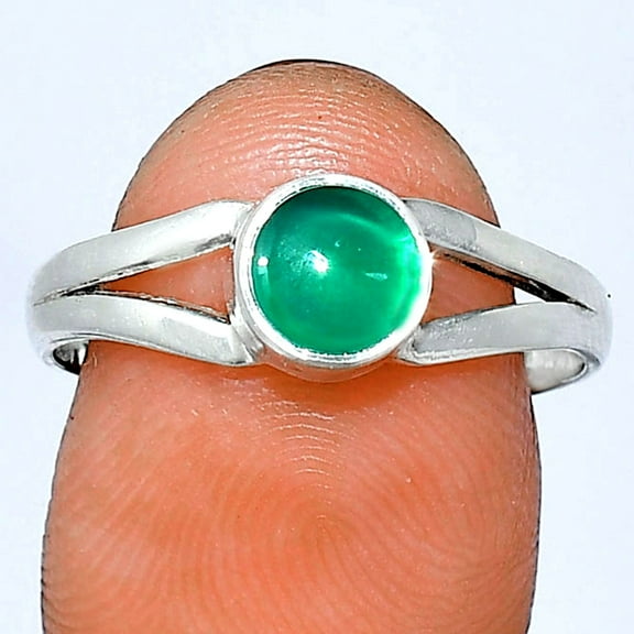 Natural Green Onyx 925 Sterling Silver Ring s.8 Jewelry R-1505 SDR240870