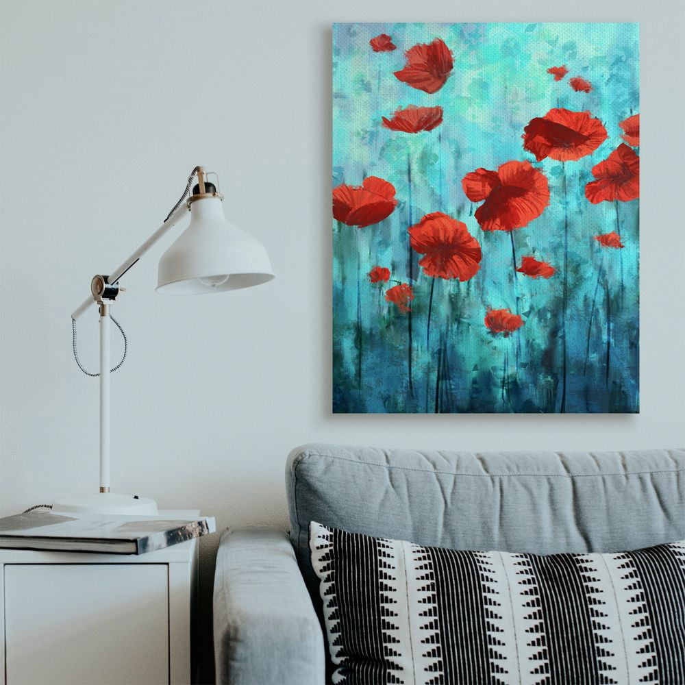 Stupell Industries Red Poppies Growing in Blue Sky Floral Design Designed by Ziwei Li