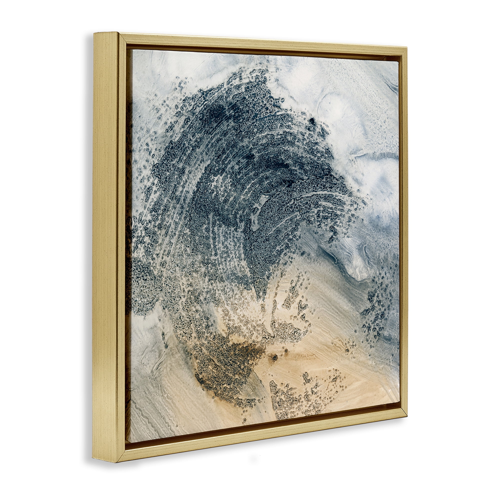 Stupell Industries Brushed Abstract Paint Abstract Painting Gold Floater Framed Canvas Art Print Wall Art, 18 x 18