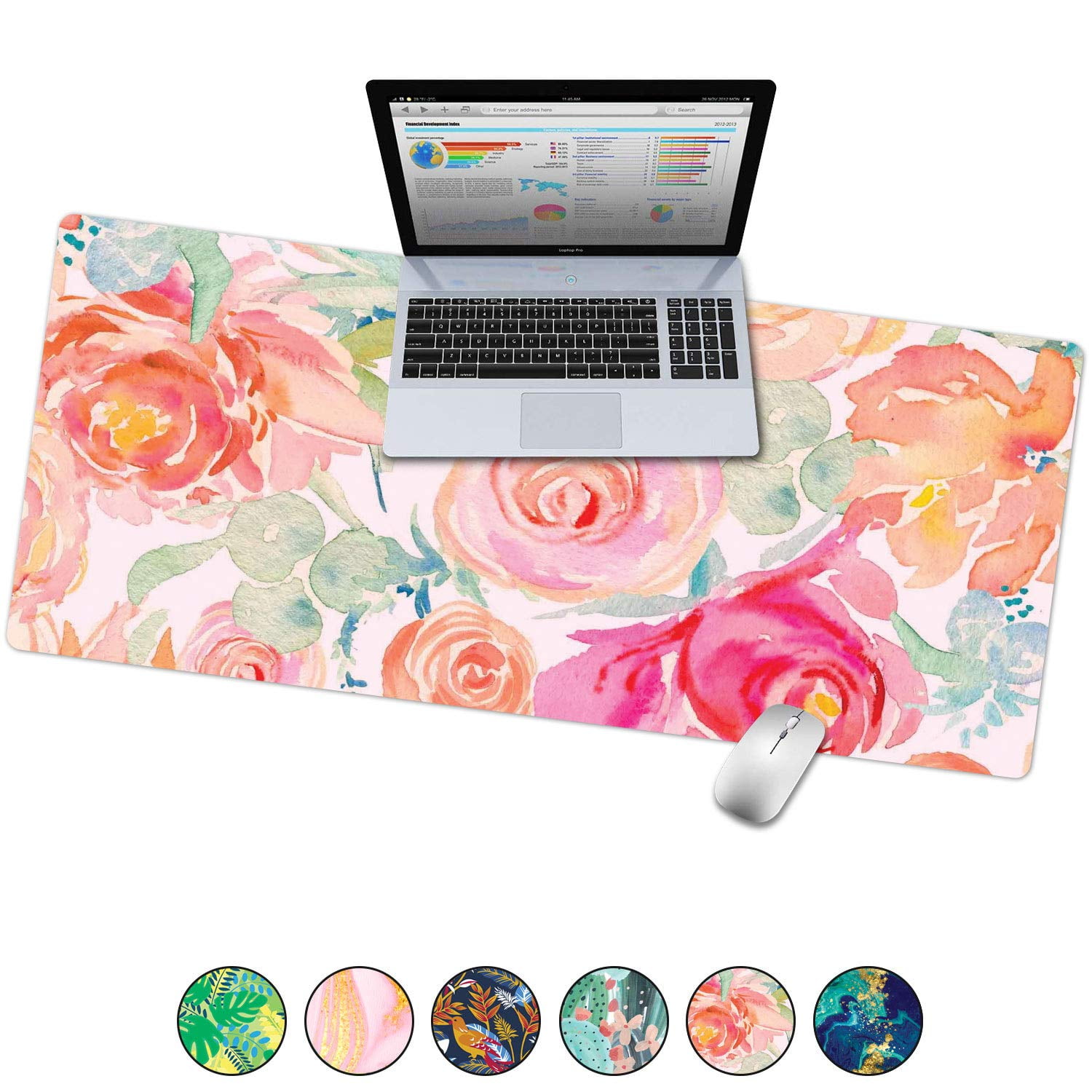French Koko Large Desk Mouse Pad Desktop Mat, Home Office School Cute