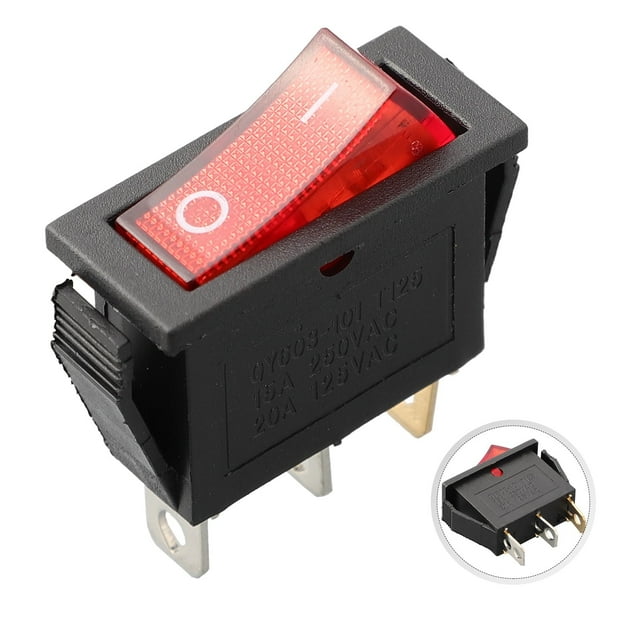 BTOER 1 Piece Rocker Switch 3 Pin Snap-in On/Off Mini Rocker Switch Push Button Switch For Battery Cars Motorcycles