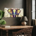 thumbnail image 4 of Hieng 3 Pieces Bohemian Elephant Picture Gray and Yellow Animal Canvas Wall Art Boho Gold Mandala Flower Wall Decor Unframed, 4 of 6