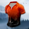 thumbnail image 2 of HBFAGFB T-Shirts for Men Summer Lapel Quarter Zip Pullover Men Gradient Print Retro Tops Orange Size M, 2 of 4