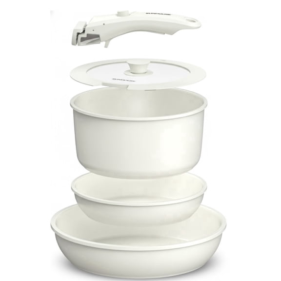 Sunhouse 5-Piece  Ceramic Nonstick Cookware Set Detachable Handle, Induction Compatible, Dishwasher and Oven Safe
