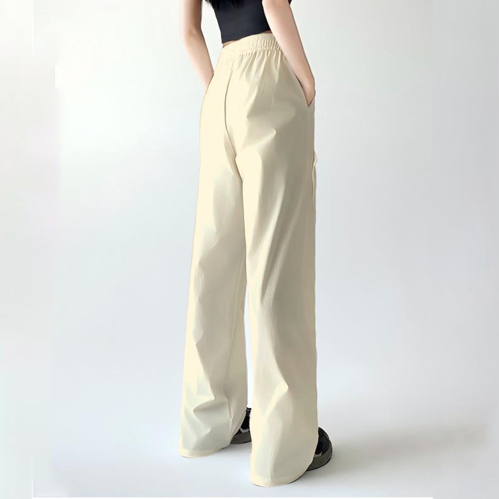 Gamivast Tall Sweatpants for Women Drying Elastic High Waist Pants with Pockets Pleated Straight Leg Trousers Athletic Drawstring Solid Activewear Sweatpants