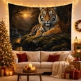 thumbnail image 3 of Tiger Resting by Waterfalls in a Shadowy Forest, Serene Digital Art for Wildlife Fans, Forest Decor, Housewarming Gift, Tapestry Wall Hanging for Bedroom and Living Room, 3 of 7