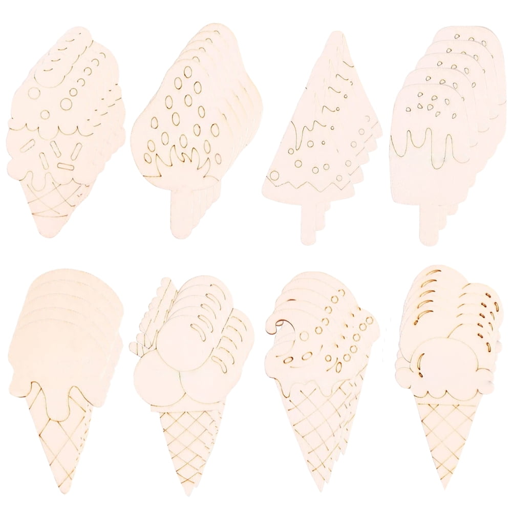 Unfinished Ice Cream Cutouts with Long Lasting Safe Wood Crafting Parts ...