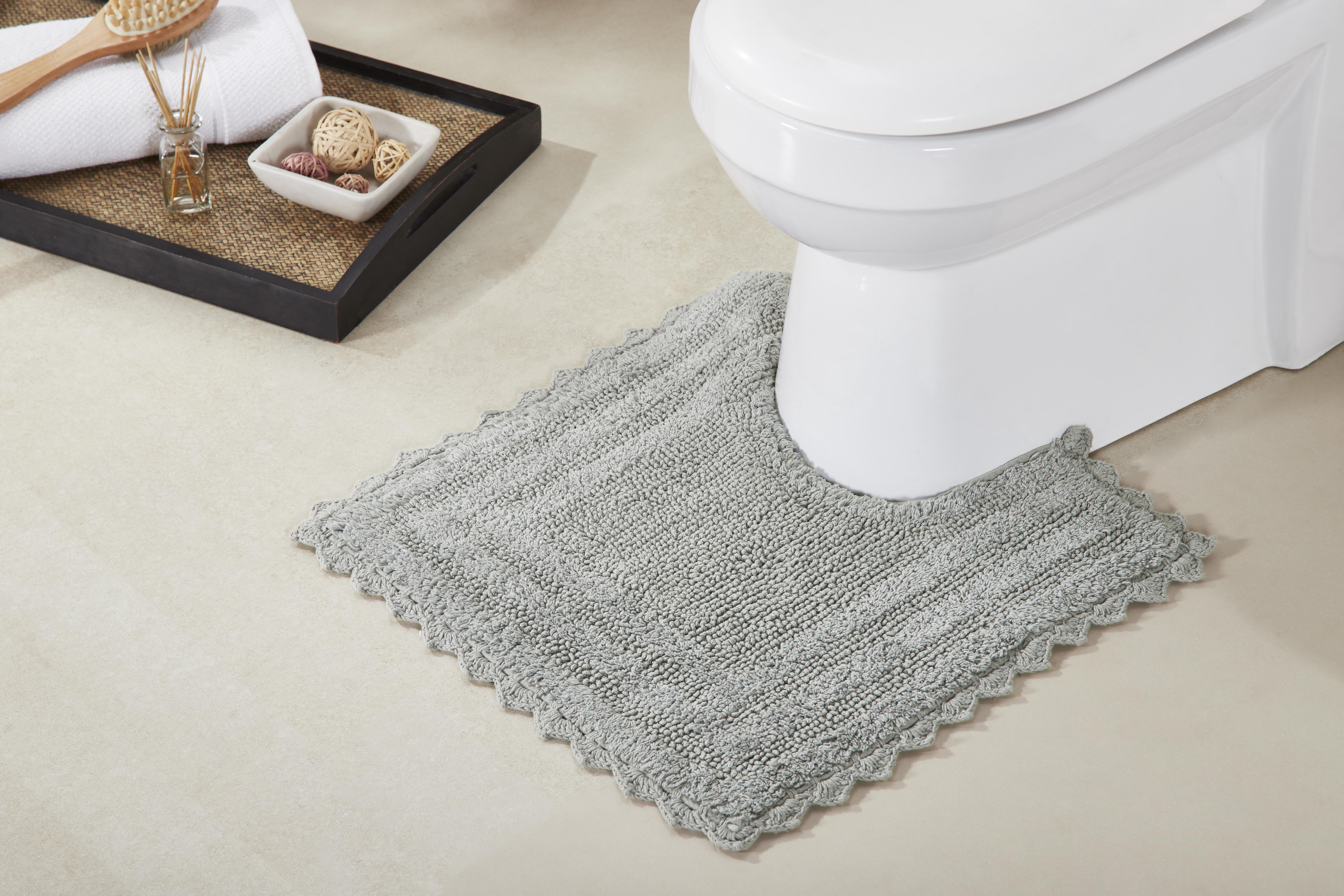 Better Trends 2 Piece Bathroom Rugs Set 100% Cotton, Soft Tufted Bath Mat, Water Absorbent & Reversible Bath Rug (Gray) Lilly Crochet Collection