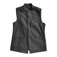 thumbnail image 3 of Yaoyar Mens Solid Color Lapel Collar Single-Breasted Multi-Pocket Waistcoat Vest Formal Slim Fit Business Casual Style, 3 of 4