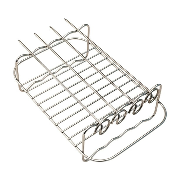Accesorios de freidora de freidora de aire accesorios de doble capa reutilizable parrilla universal con brochetas rectángulo portátil acero inoxidable