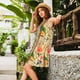 thumbnail image 2 of Easygdp Vintage Bird para Vestido Transpirable de Mujer, Vestido Suelto de Manga Corta con Pliegues y Bolsillos para el Verano, 2 of 7