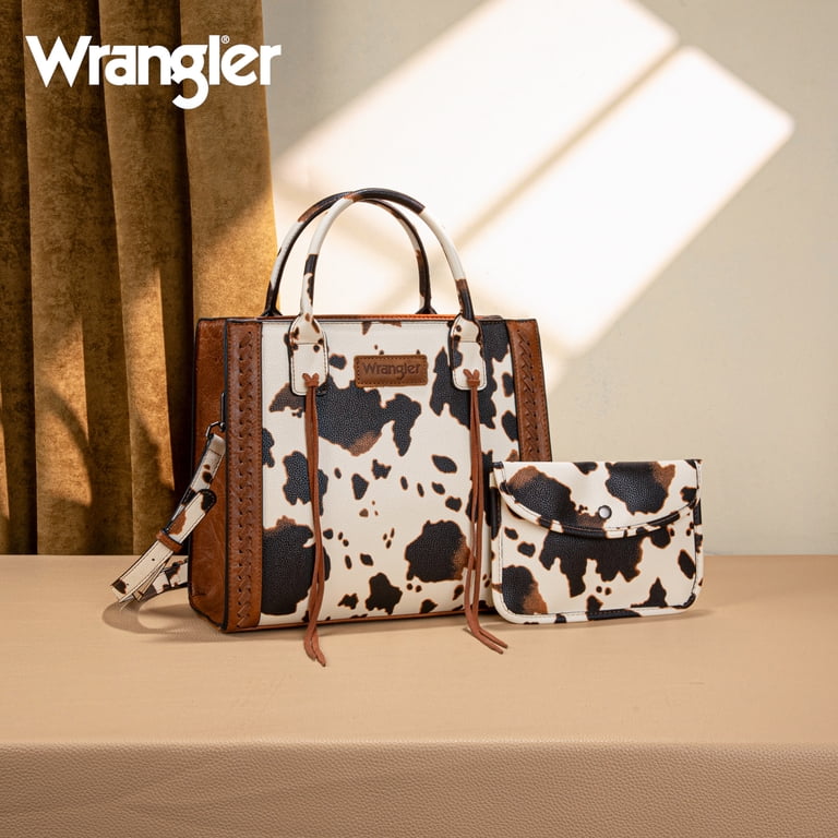 Montana West Wrangler Tote Bag, Western Cowhide, Brown photo 5