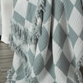 thumbnail image 2 of Chezmoi Collection Kendall Checkered Cotton Muslin Throw Blanket, Knit Woven Gauze Blanket with Frayed Tassels for Couch Bed Travel Lightweight Breathable Throw, 50" W x 60" L, Gray/White, 2 of 6
