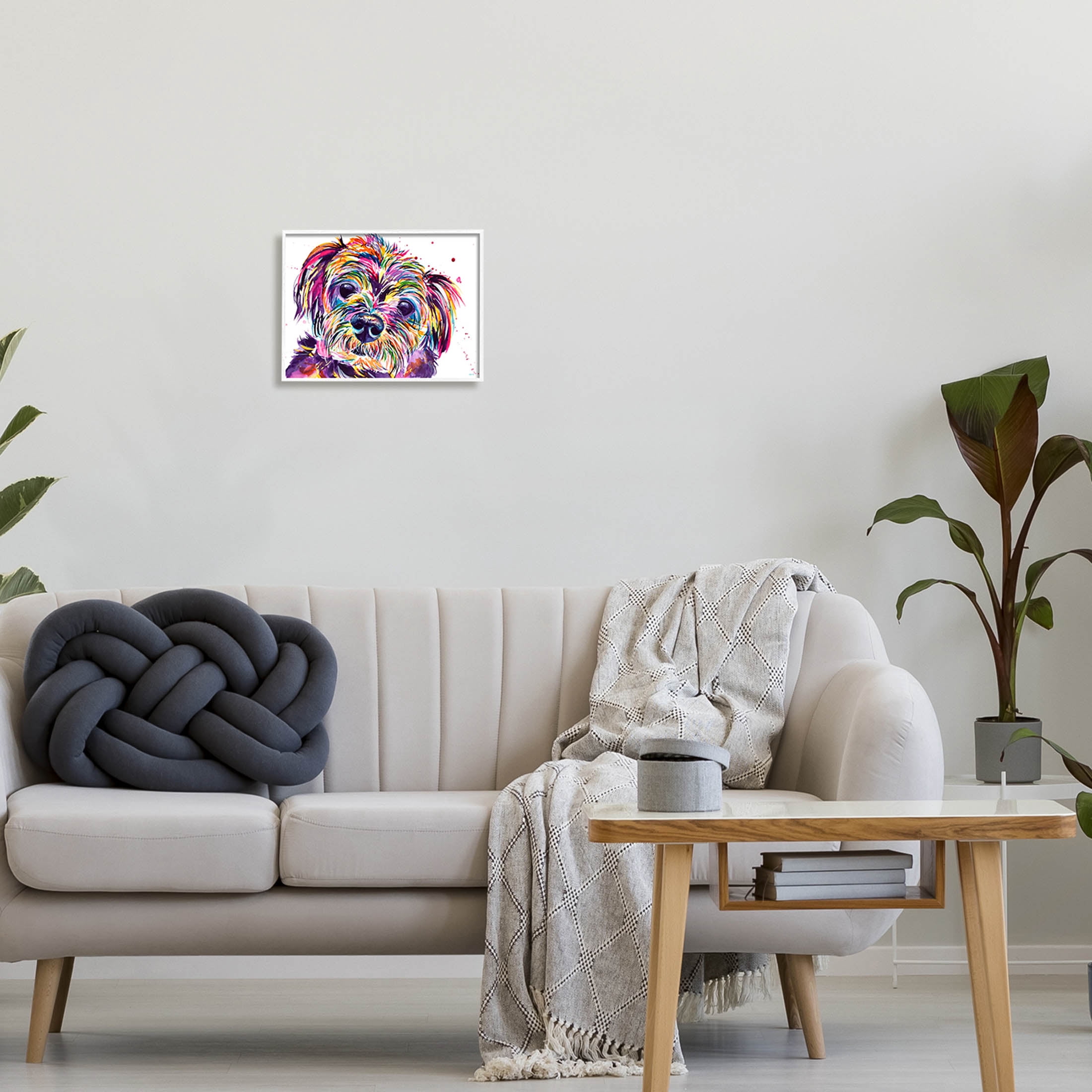 Prismatic Terrier Dog Face Portrait Animals & Insects Graphic Art White Framed Art Print Wall Art
