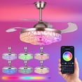 thumbnail image 3 of AFANQI 42-inch Ceiling Fan with Light and APP Remote, Dimmable Timer Retractable Ceiling Fan, Silent Motor, Modern LED Crystal Ceiling Fan for Bedroom, Living Room, Dining Room, 3 of 9