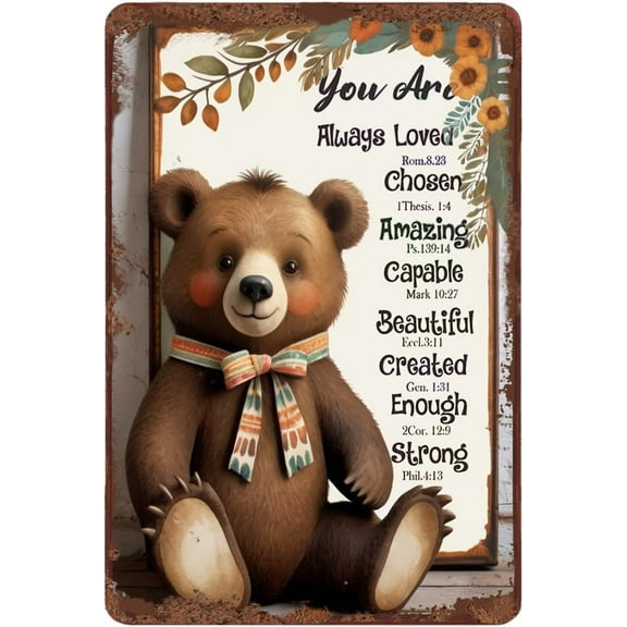 Zomyto Bear with Inspiring Positive Quotes Creative Tin Sign 12x8 Inch Aluminum Sign Nursery Wall Decor Bear Decor for Home Office Kitchen Bedroom Living Room Wall Decor