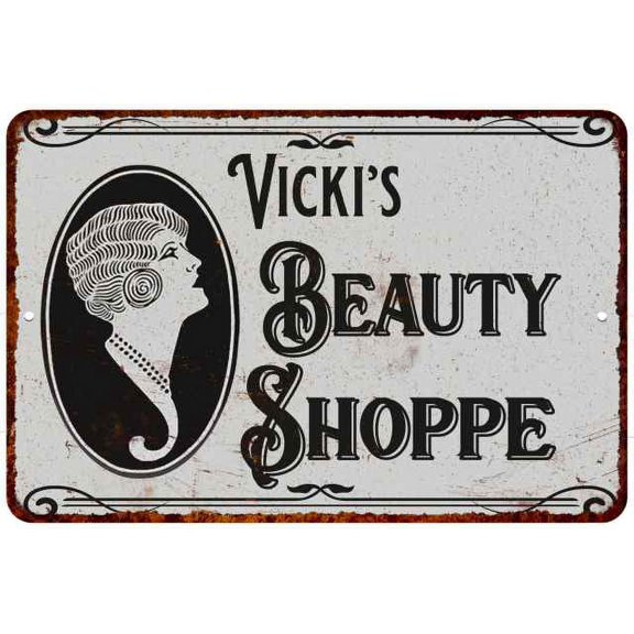 Vicki's Beauty Shoppe Chic Sign Vintage Decor 8x12 Metal Sign 208120021204