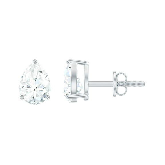 Rosec Jewels 1.5 CT Moissanite Solitaire Stud Earrings for Women (5X7 MM Pear Cut Moissanite), 925 Sterling Silver