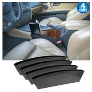Universal Car Seat Gap Catcher Organizer & Pocket Catcher Caddy - Space Saving Car Seat Gap Filler Stop Items from Falling Between Console and Seat - Car Crevice Storage Box - Black, 4PC
