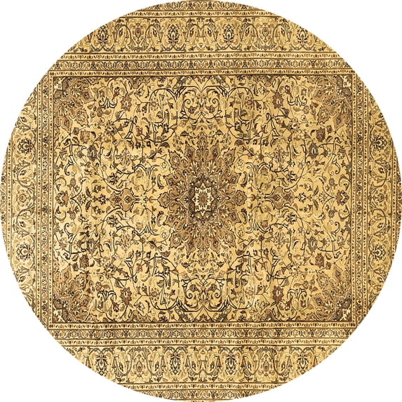 Ahgly Company Indoor Round Medallion Brown Traditional Area Rugs, 6' Round