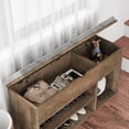 thumbnail image 4 of Ourlova Shoe Storage Bench with Cushion, Entryway Bench with Lift-Top Storage Box and 2 Tiers Open Shoe Rack, Wooden Shoe Bench for Entryway, Bedroom, 4 of 7