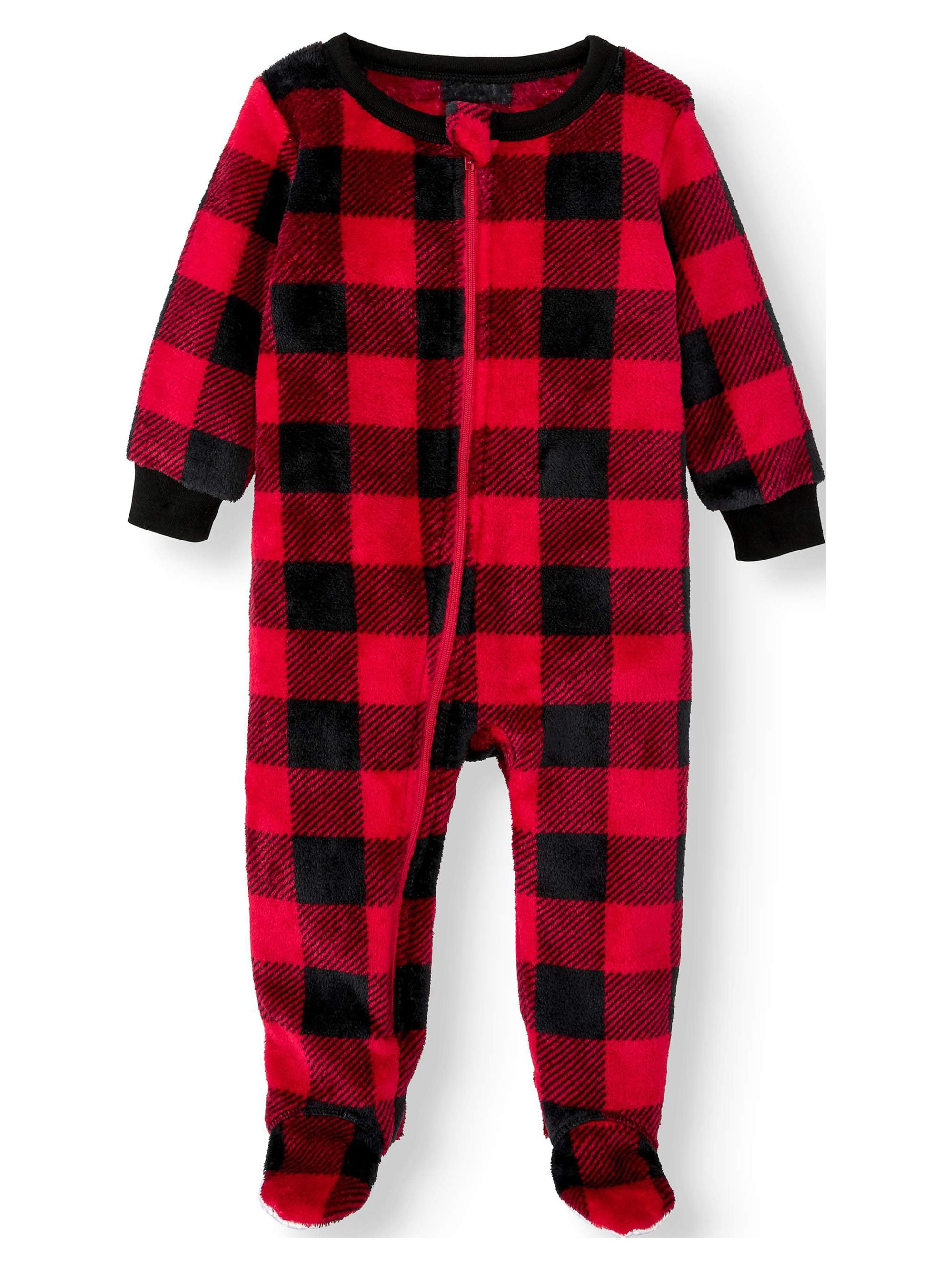 YuanJuli Matching Buffalo Plaid Family Christmas Pajamas Sets Long