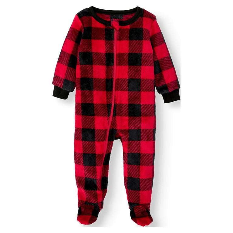 Unisex Baby And Toddler Matching Family Christmas Long Sleeve Thermal Buffalo  Plaid Snug Fit Cotton Pajamas