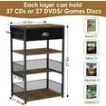 thumbnail image 5 of 4-Tier AV Media Stand with Drawer, Video Game Console Shelf with 2 Hooks, Audio Rack Tower Perfect for/Xbox/ PS5/Switch/Game Consoles/DVD/Record Player/Projector/Sky Box/TV Accessories, 5 of 9